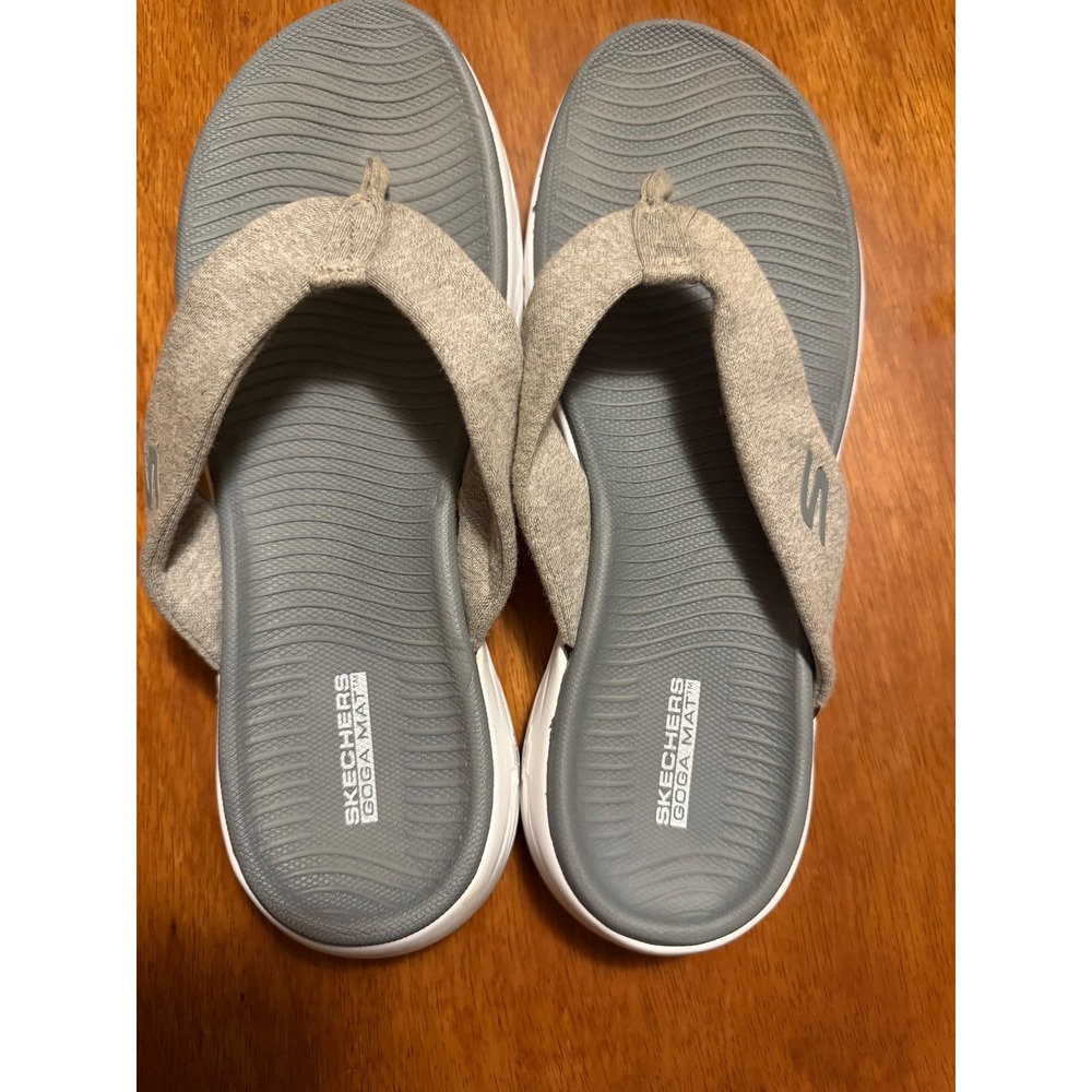 Skechers On-the-Go 600 Goga Mat Grey Thong Flip Flop Sandals Womens 8 16154S - Picture 4 of 6